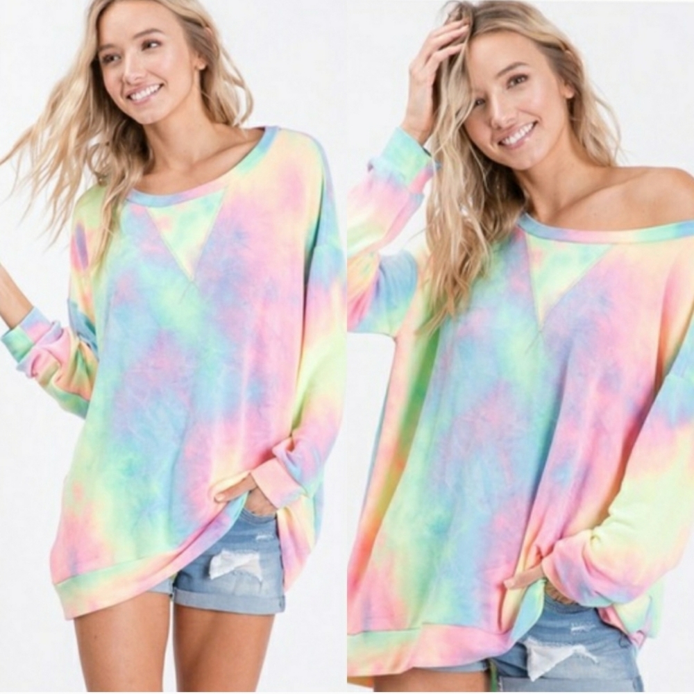 Pastel tie dye oversized top